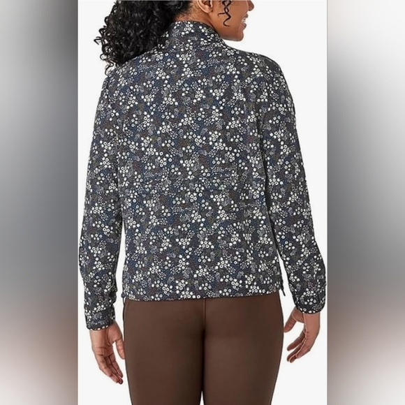 Member's Mark XS  Zipper Kangaroo Pocket Long Sleeve Travel Pullover Floral NWT - Picture 4 of 14
